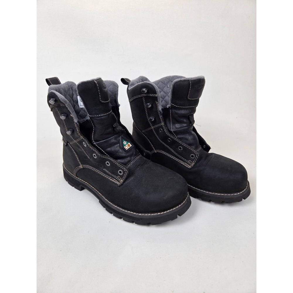 KEEN Seattle Mens Size 9M Black Leather Safety Toe Work Boots 1022170M No Laces